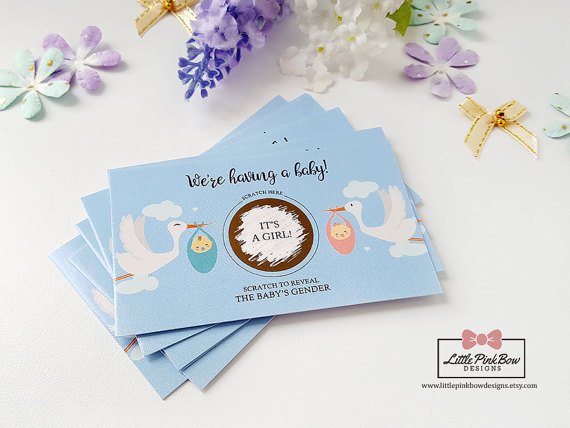 A Baby Shower Baby Gender Reveal Scratch Off Cards