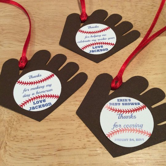 A Baby Shower Baseball Favor Tag