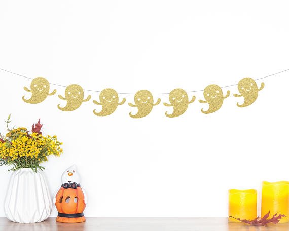 A Baby Shower Ghost Glitter Banner