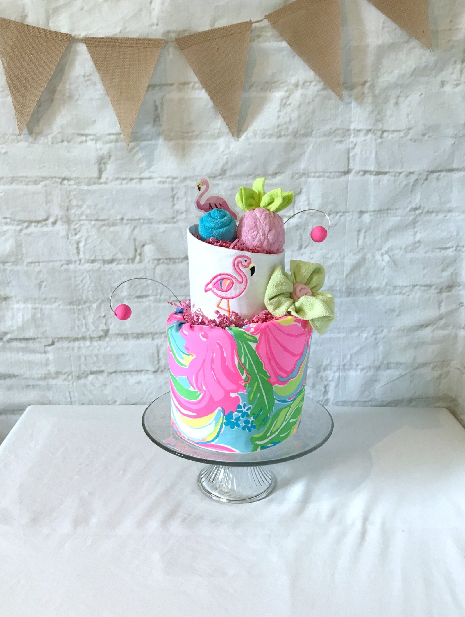 A Flamingo Baby Shower Diaper Cake