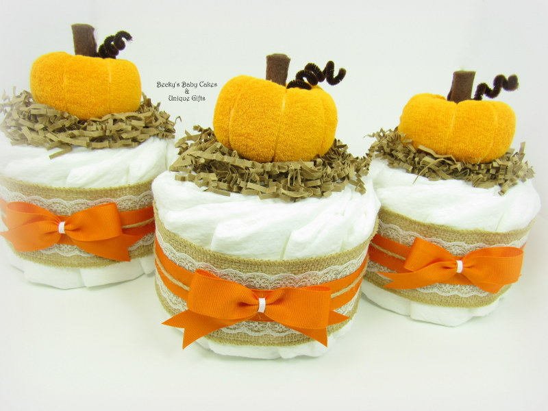 A Little Pumpkin Baby Shower Mini Diaper Cake