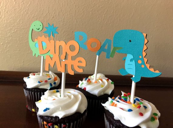 A Dinosaur Baby Shower Cupcake Toppers