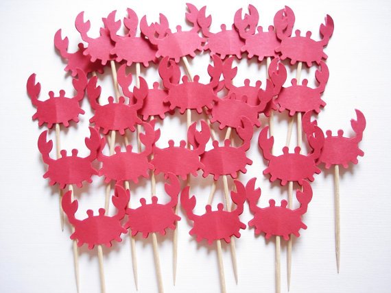 A Colorful Baby Shower Red Crab Cupcake Toppers