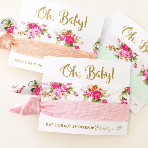 A Floral Baby Shower Hair Tie Favors