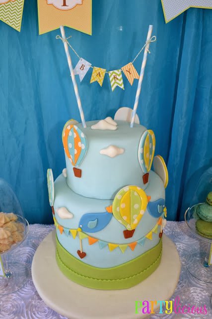 A Beautiful Up, Up, and Away Hot Air Balloon Baby Shower!