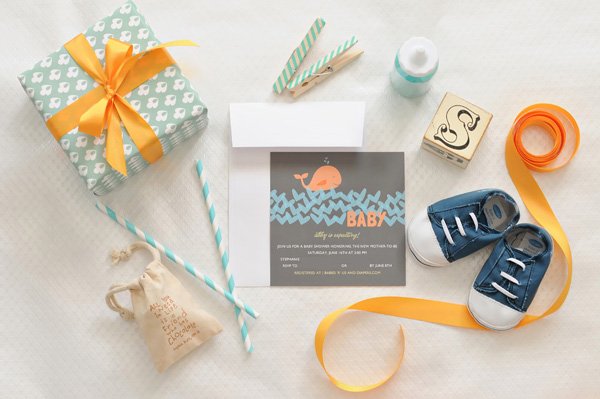 A lovely Orange and Aqua Baby Shower