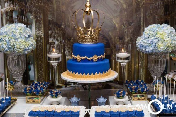 A Elegant Royal Blue And Gold Prince Shower