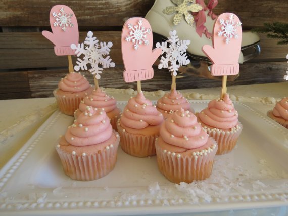 A Baby Shower Snowflakes and Mittens Cupcake