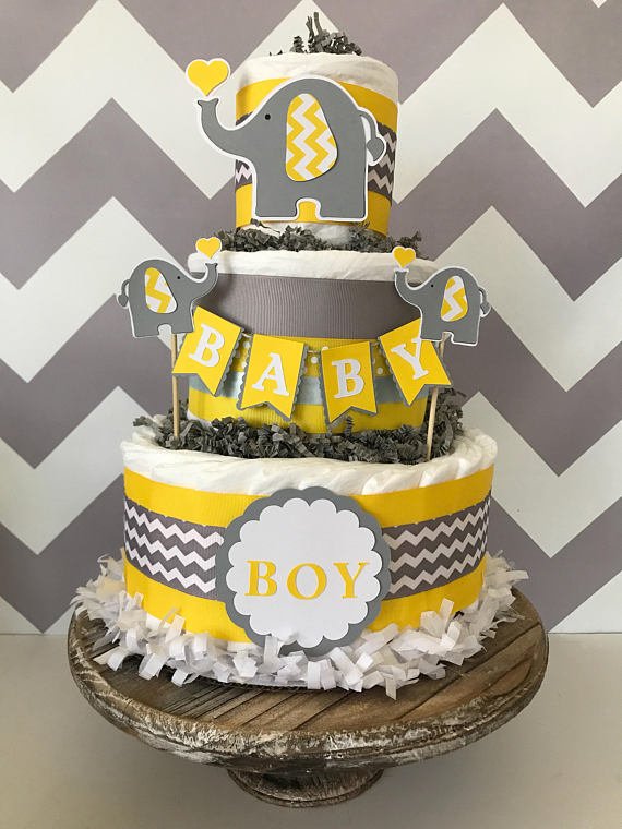 A Yellow Elephant Diaper Cake