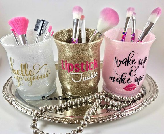 A Glitter Makeup Brush Holder