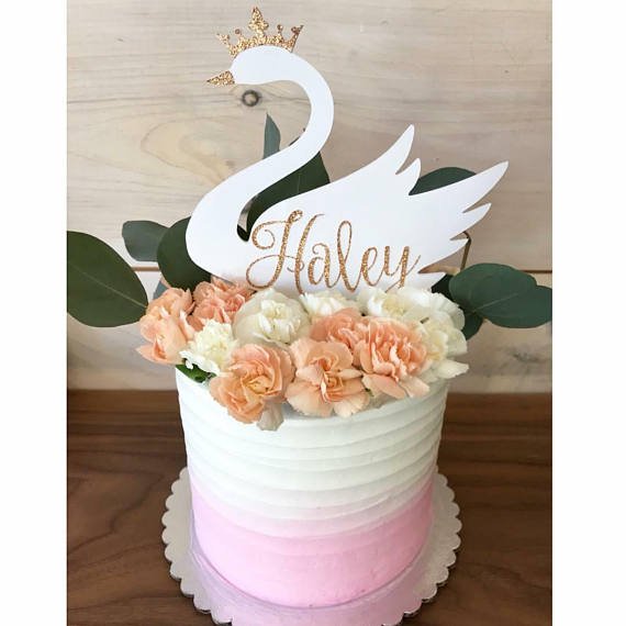 A Glitter Swan Cake Topper