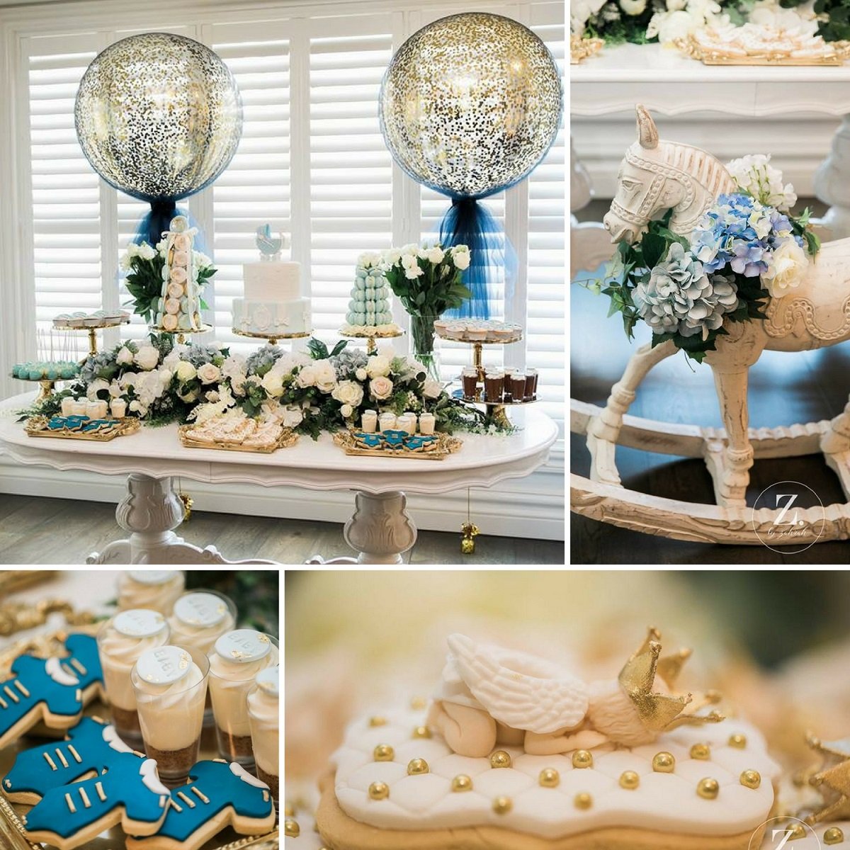 Elegant Blue And Gold Prince Baby Shower