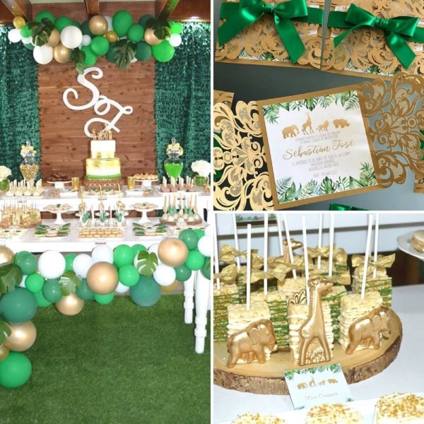 Gold and Hunter Green Safari Baby Shower