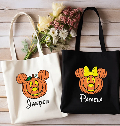 Custom Mickey Minnie Pumpkin Tote Bag