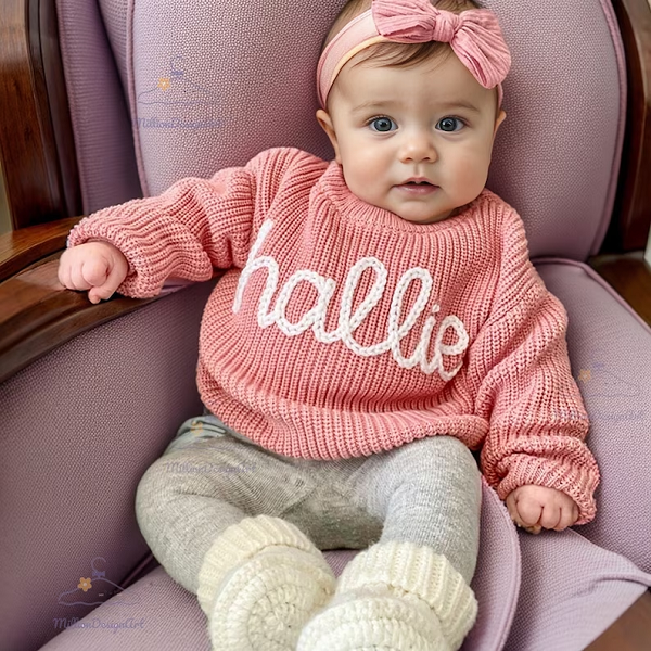 FEATURED! Etsy Product: Personalized Hand embroidered Name Baby Sweater