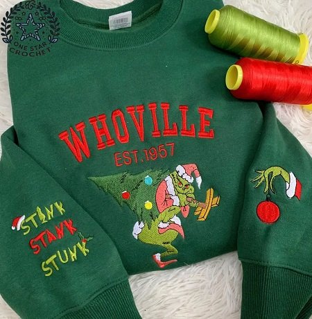 The Grinch Christmas Embroidered Sweatshirt