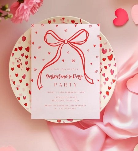 Editable Galentines Bow Invitation